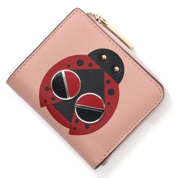 Kate Spade Spademals Lucky Ladybug Leather Bifold Wallet -...